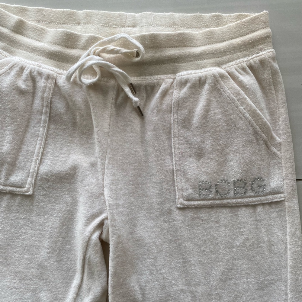 ❗️SOLD❗️BCBG MaxaZria Y2K White Cargo Velvet Rhinestone Sweatpants